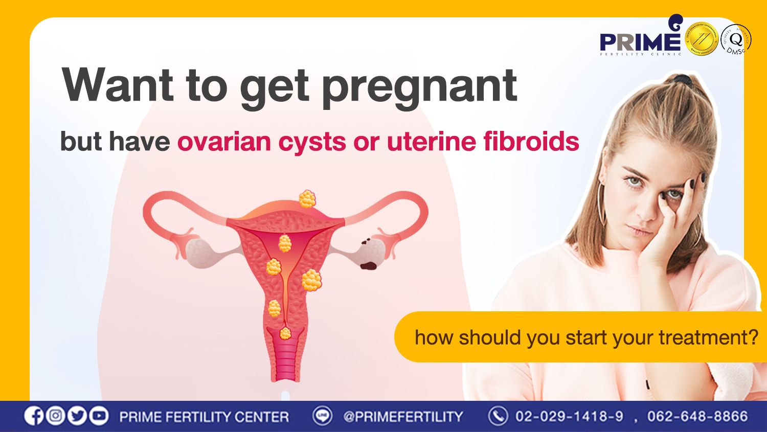 Want to get pregnant but have ovarian cysts or uterine fibroids, how should  you start your treatment?